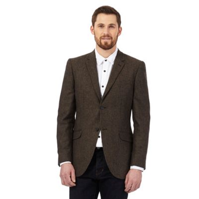 RJR.John Rocha Brown textured Donegal wool blend jacket